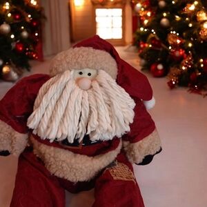 Handcrafted Vintage 1980s Festive Santa Decoration Only Sit On A Shelf
